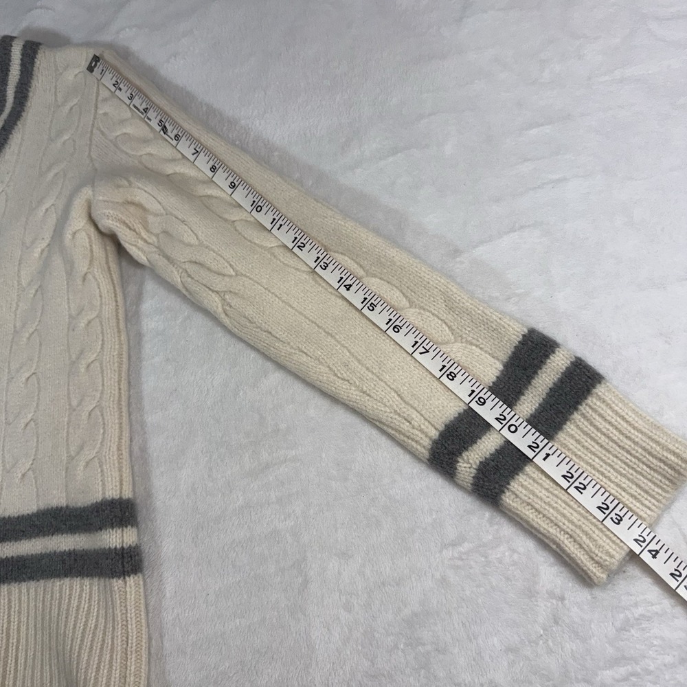 Polo Ralph Lauren The Iconic Cricket Sweater Womans MD Wool Cashmere Cream Gray - Picture 13 of 15